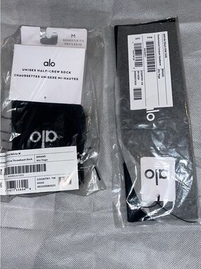 ALO Yoga Black Unisex Half-Crew Socks & Headband Pair